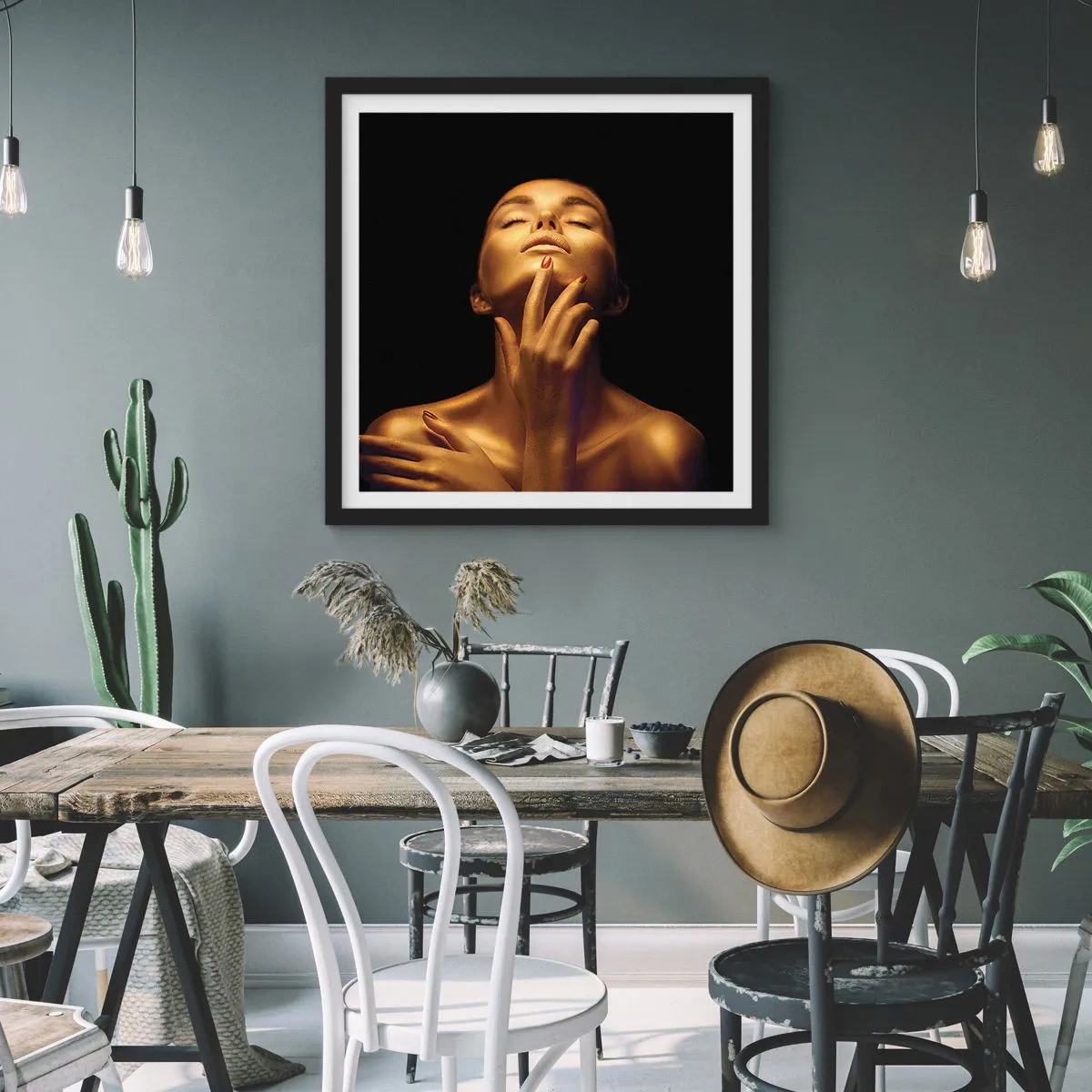 Poster in een zwarte lijst - Als gouden zijde - 40x40 cm