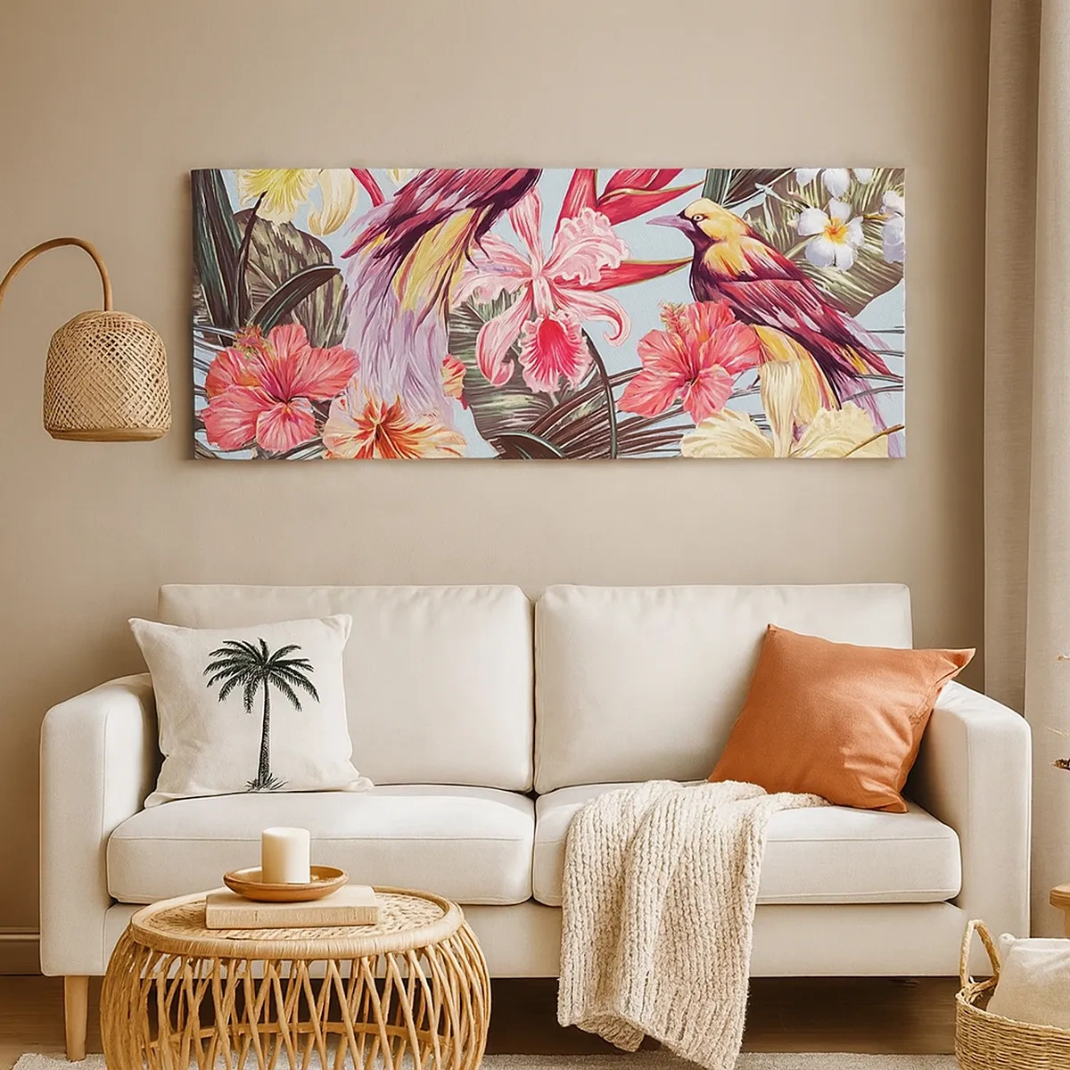 Schilderen op canvas - Bloemblaadjes en veren - 30x30 cm