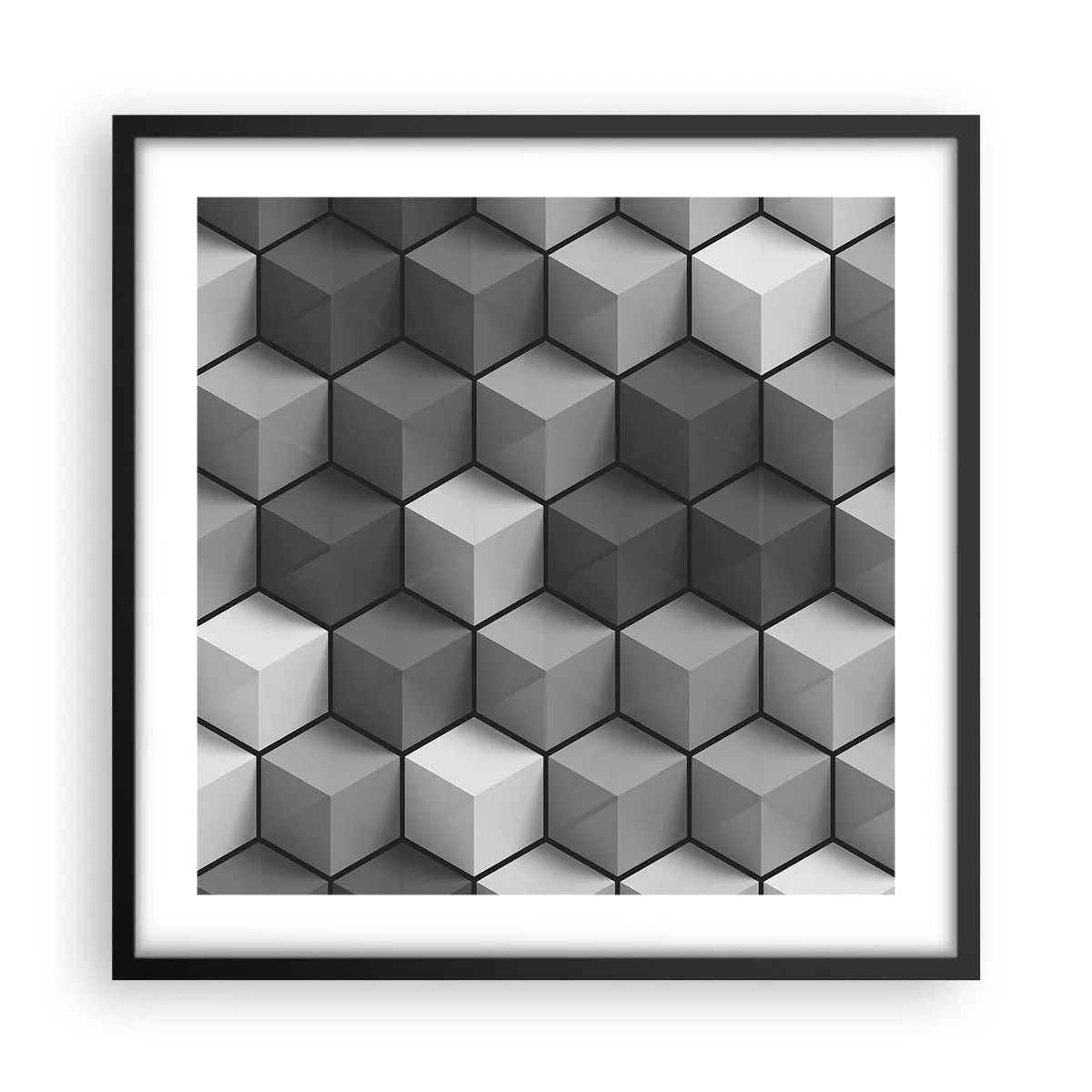 Poster in een zwarte lijst - Kubistische puzzel - 50x50 cm