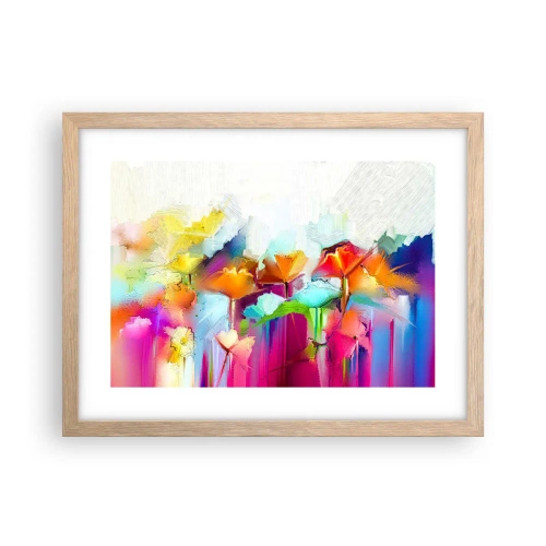 Een poster in een licht eiken lijst - De regenboog is tot bloei gekomen - 40x30 cm