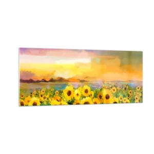 Schilderen op glas - De zon zelf daalde naar de aarde - 100x40 cm