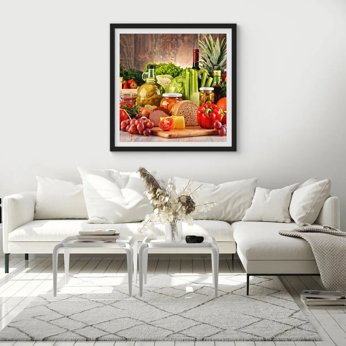 Poster in een zwarte lijst - Gerookt, gebakken en gemarineerd - 50x50 cm
