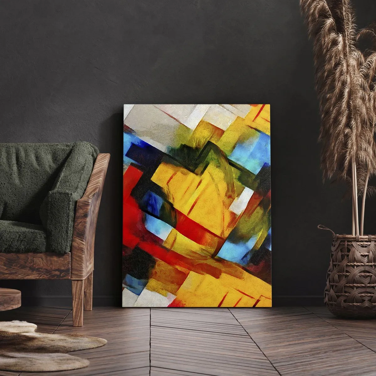 Schilderen op canvas - Een veelkleurig lagen koekje - 55x100 cm