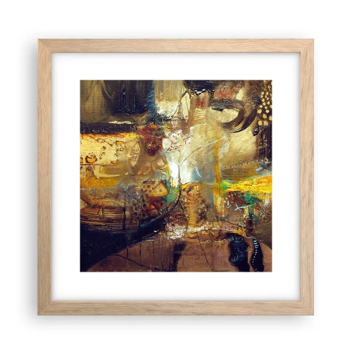 Een poster in een licht eiken lijst - Koud, warmer, heet - 30x30 cm