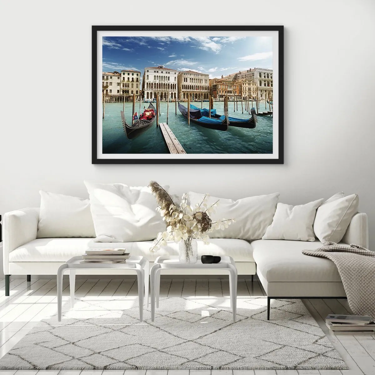 Poster in een zwarte lijst - Paleizen in het blauw - 91x61 cm