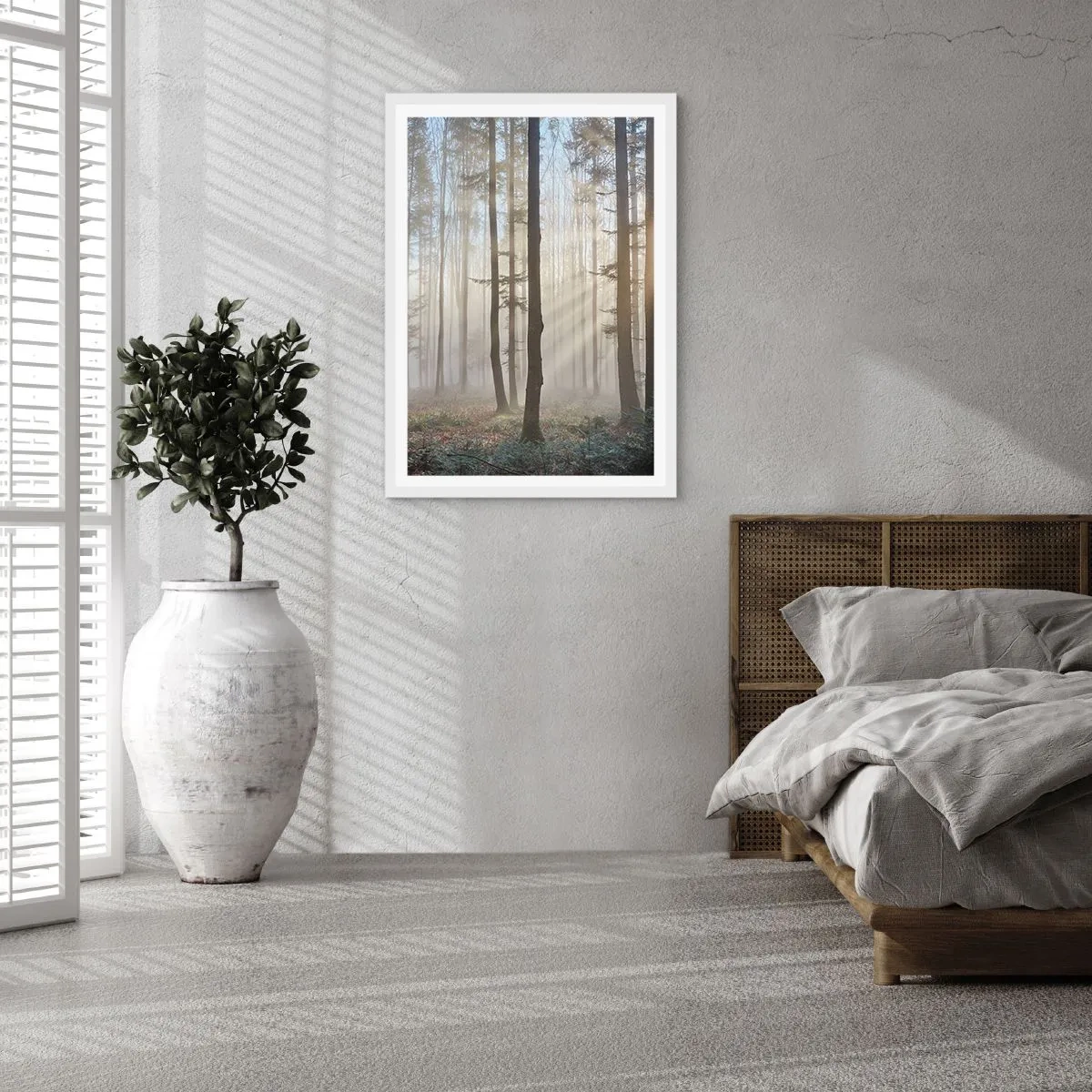 Poster in een witte lijst - De mist werd ook wakker - 70x100 cm