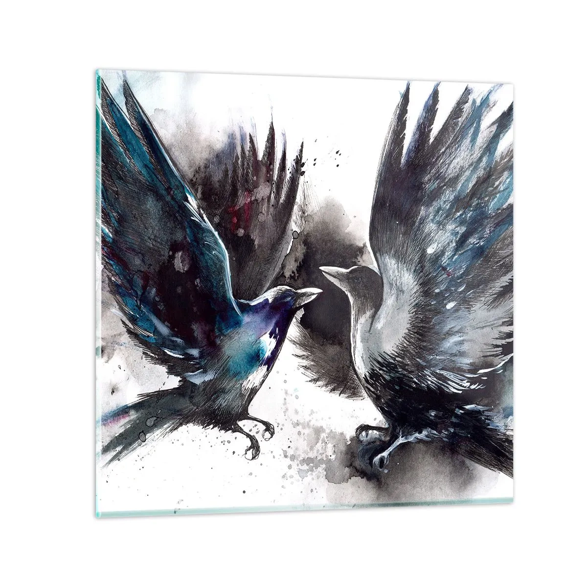 Schilderen op glas - De ene kraai pikt de andere de ogen niet uit - 50x50 cm