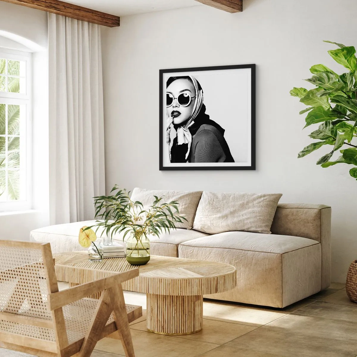 Poster in een zwarte lijst - Groeten uit de jaren 60 - 30x30 cm