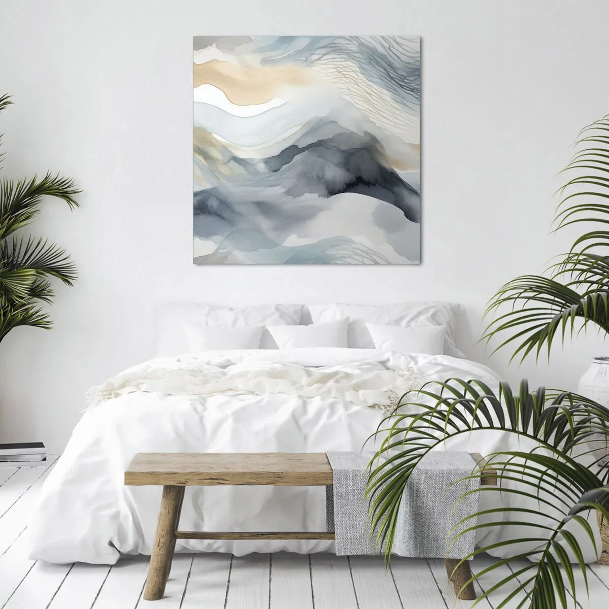 Schilderen op canvas - Besneeuwde en mistige abstractie - 60x60 cm