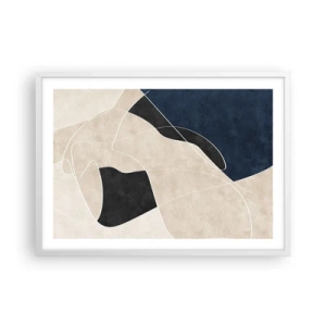 Poster in een witte lijst - Abstracte compositie – kleurcontrast - 70x50 cm