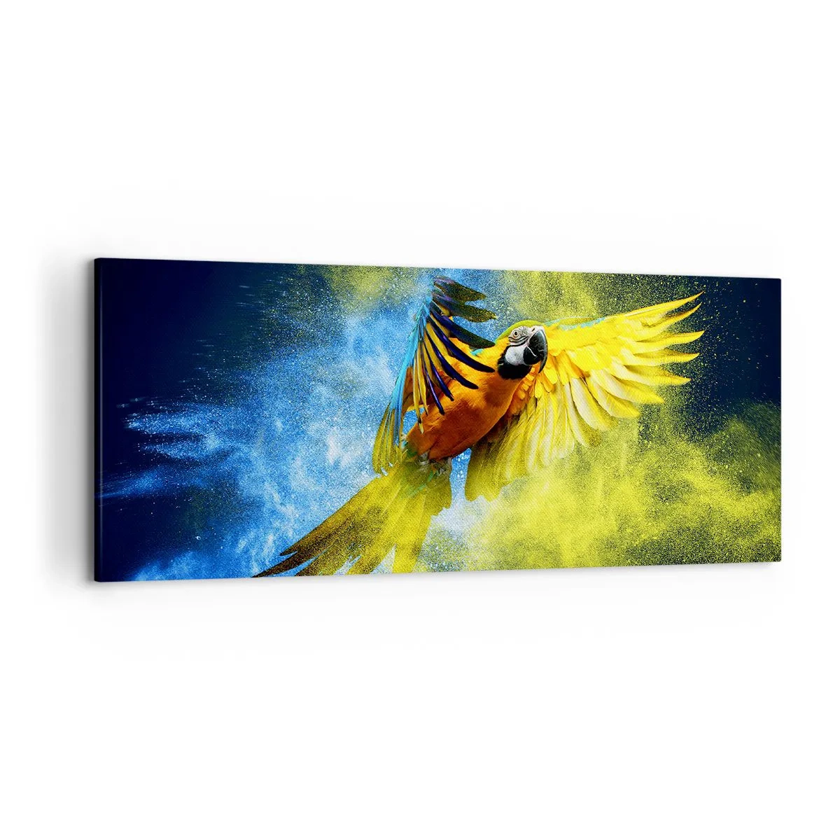 Schilderen op canvas - In het blauwe en gouden stof - 120x50 cm