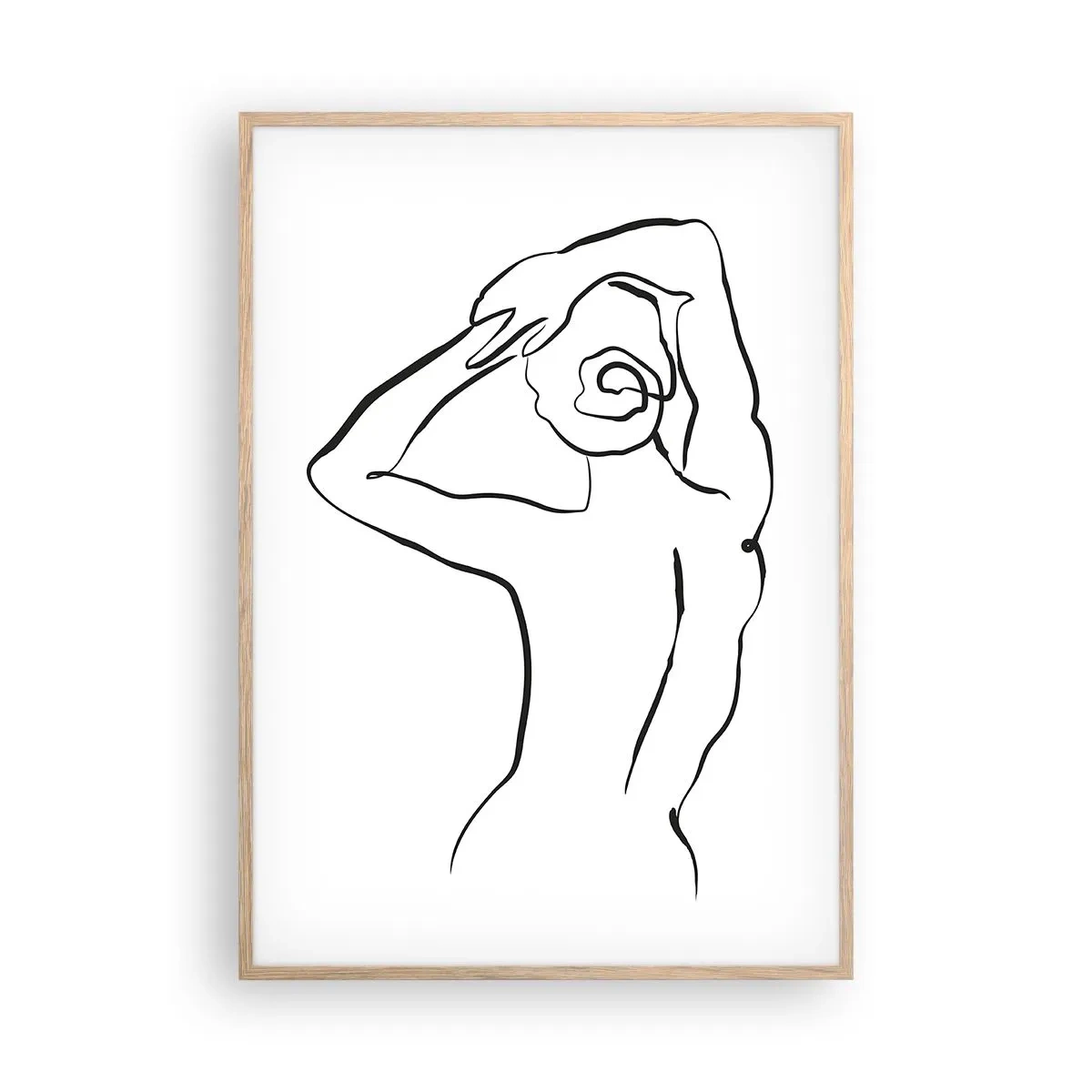 Een poster in een licht eiken lijst - Naakt in de ochtend - 70x100 cm