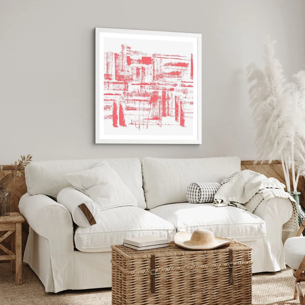 Poster in een witte lijst - De rode stad - 40x40 cm