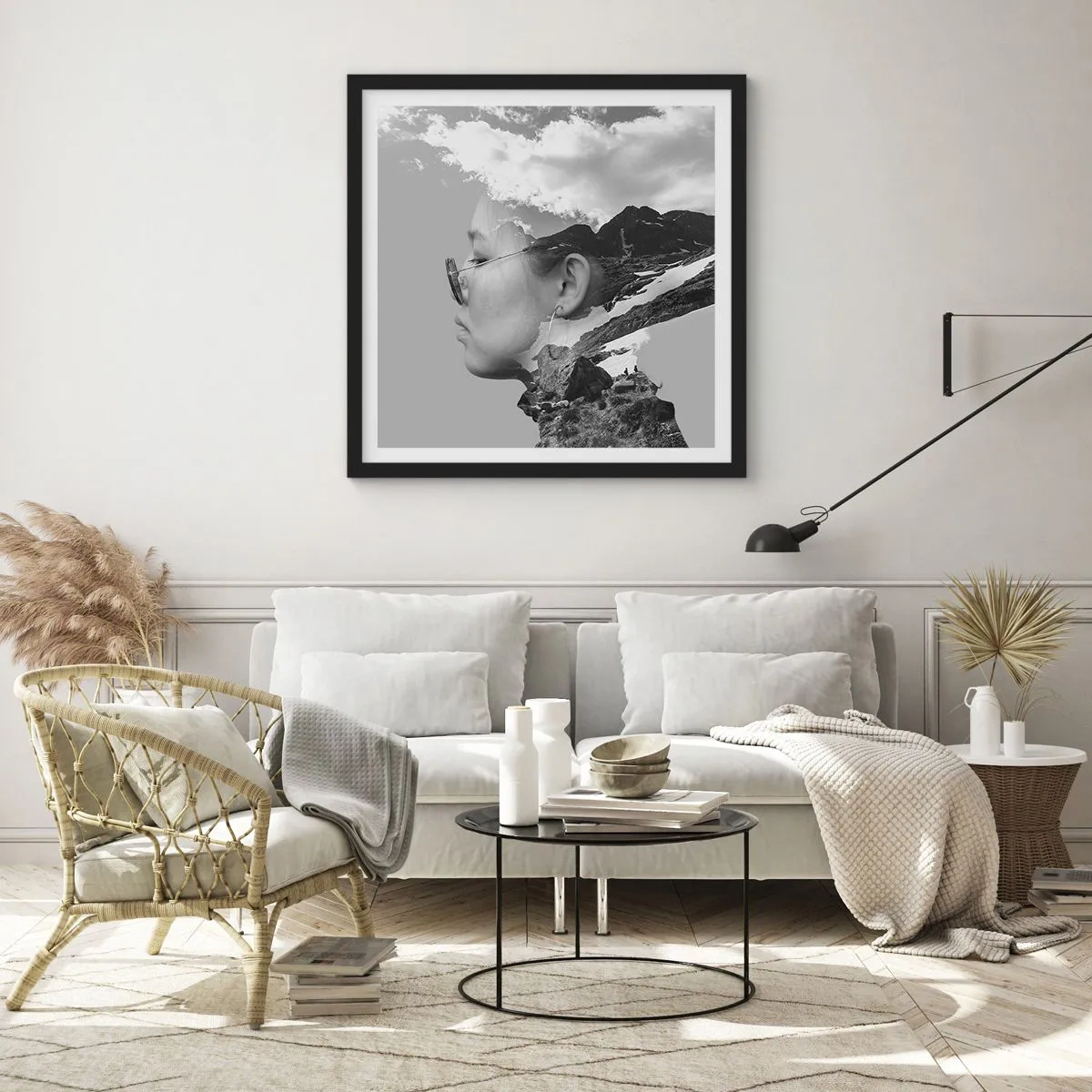 Poster in een zwarte lijst - Top en bewolkt portret - 40x40 cm
