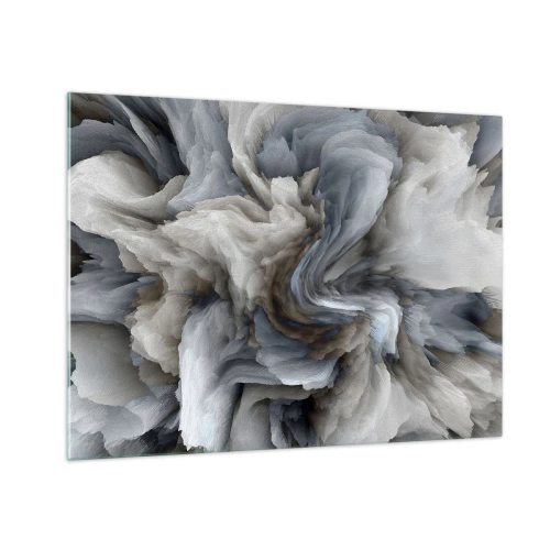 Schilderen op glas - Een abstracte compositie die lijkt op wervelende veren - 70x50cm - Steen en bloem - Moderne wanddecoratie voor woonkamer en slaapkamer ARTTOR