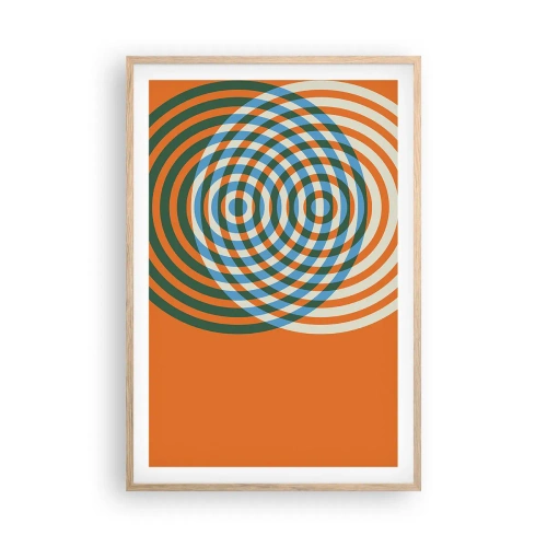 Een poster in een licht eiken lijst - Abstracte circulaire variatie - 61x91 cm