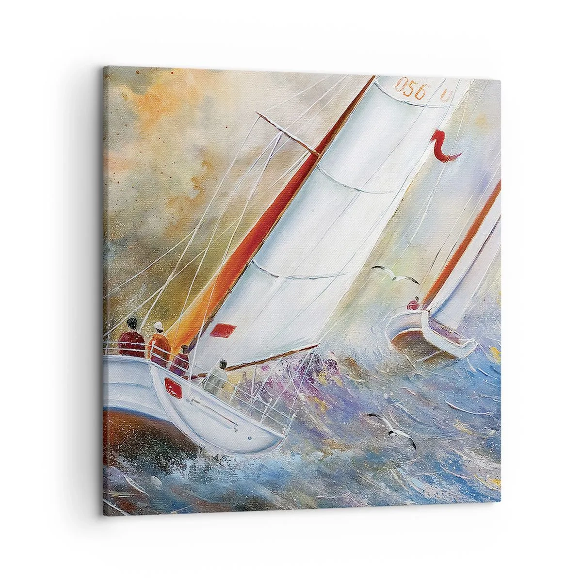 Schilderen op canvas - Lopend op de golven  - 50x50 cm