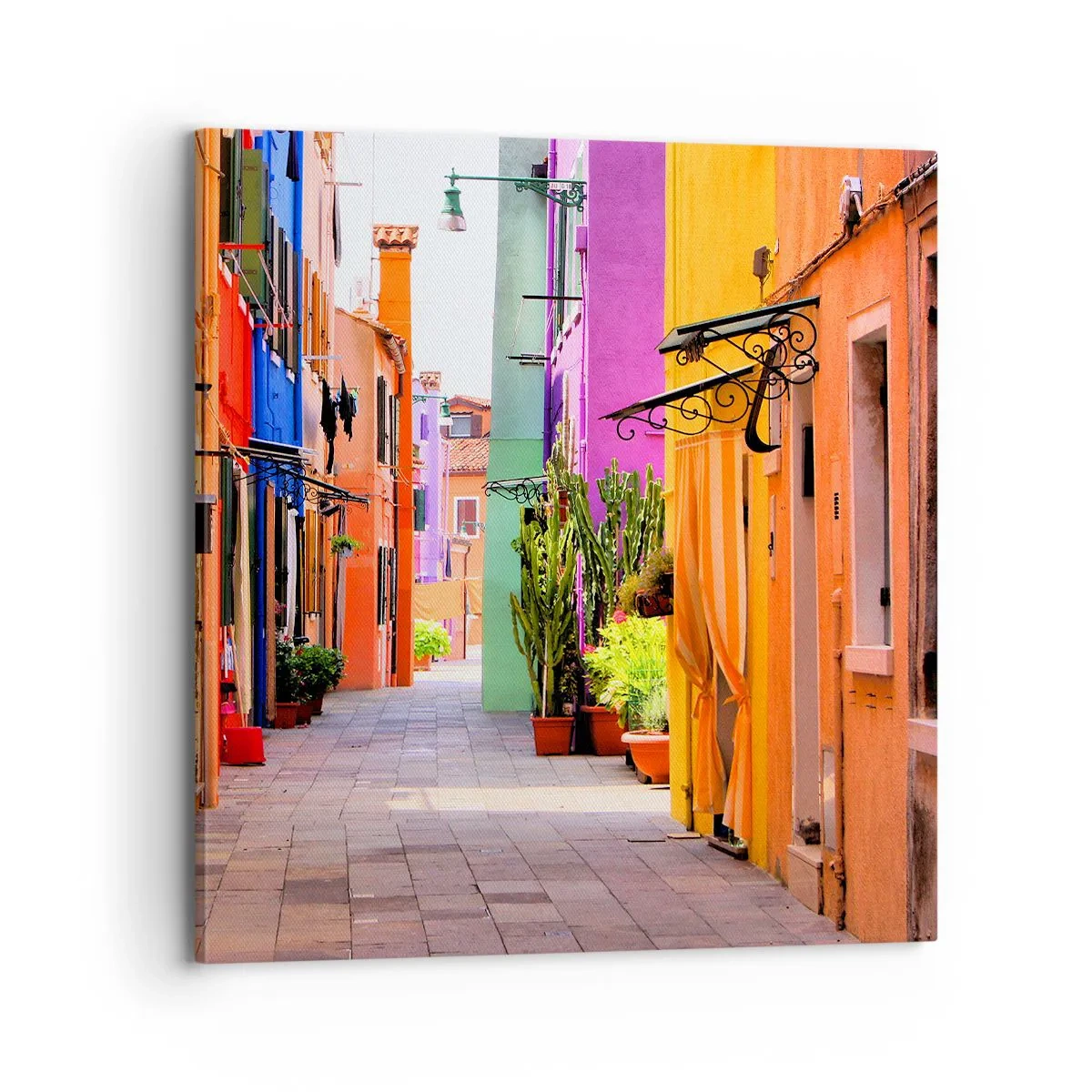 Schilderen op canvas - Regenboogsteeg - 70x70 cm