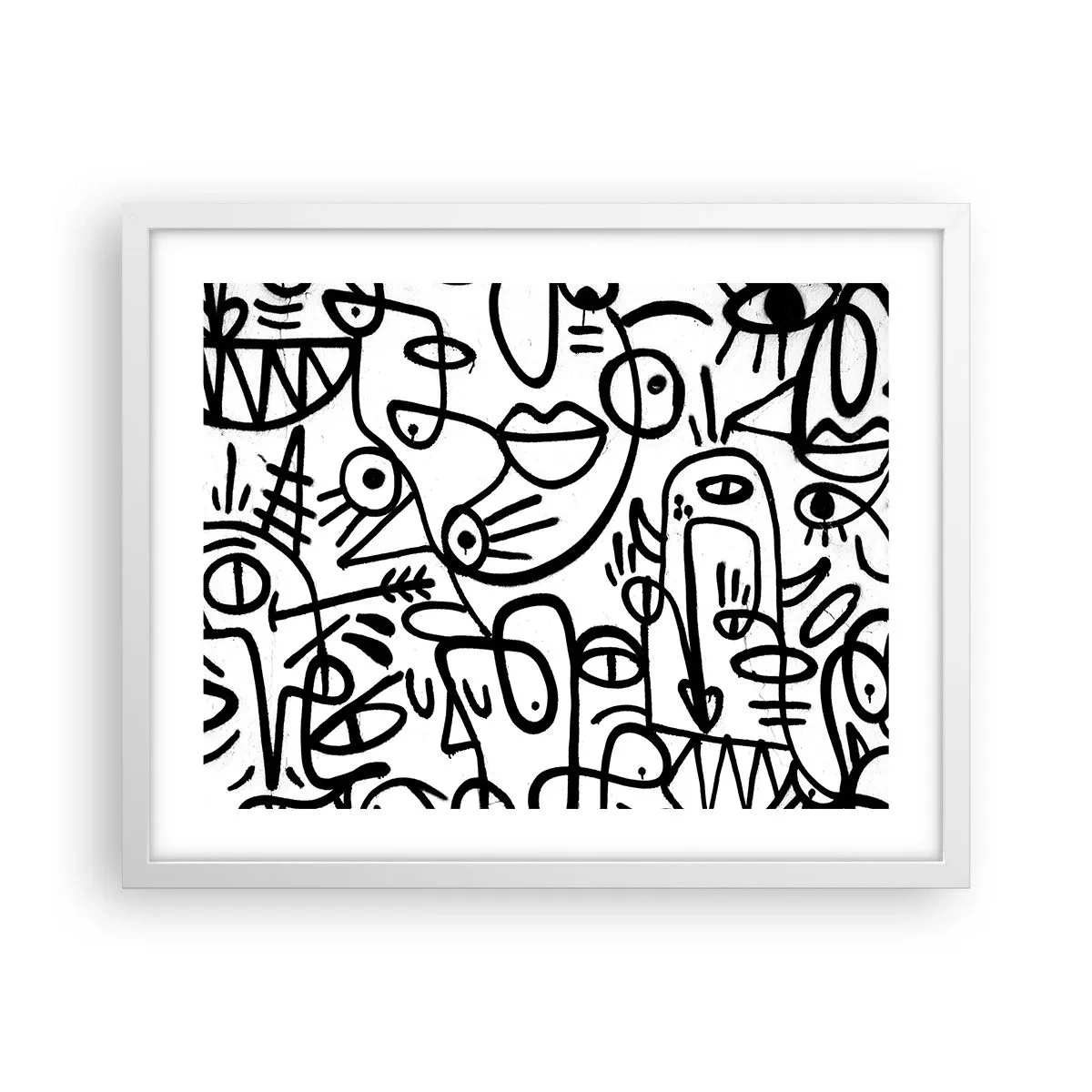 Poster in een witte lijst - Gezichten en luchtspiegelingen - 50x40 cm