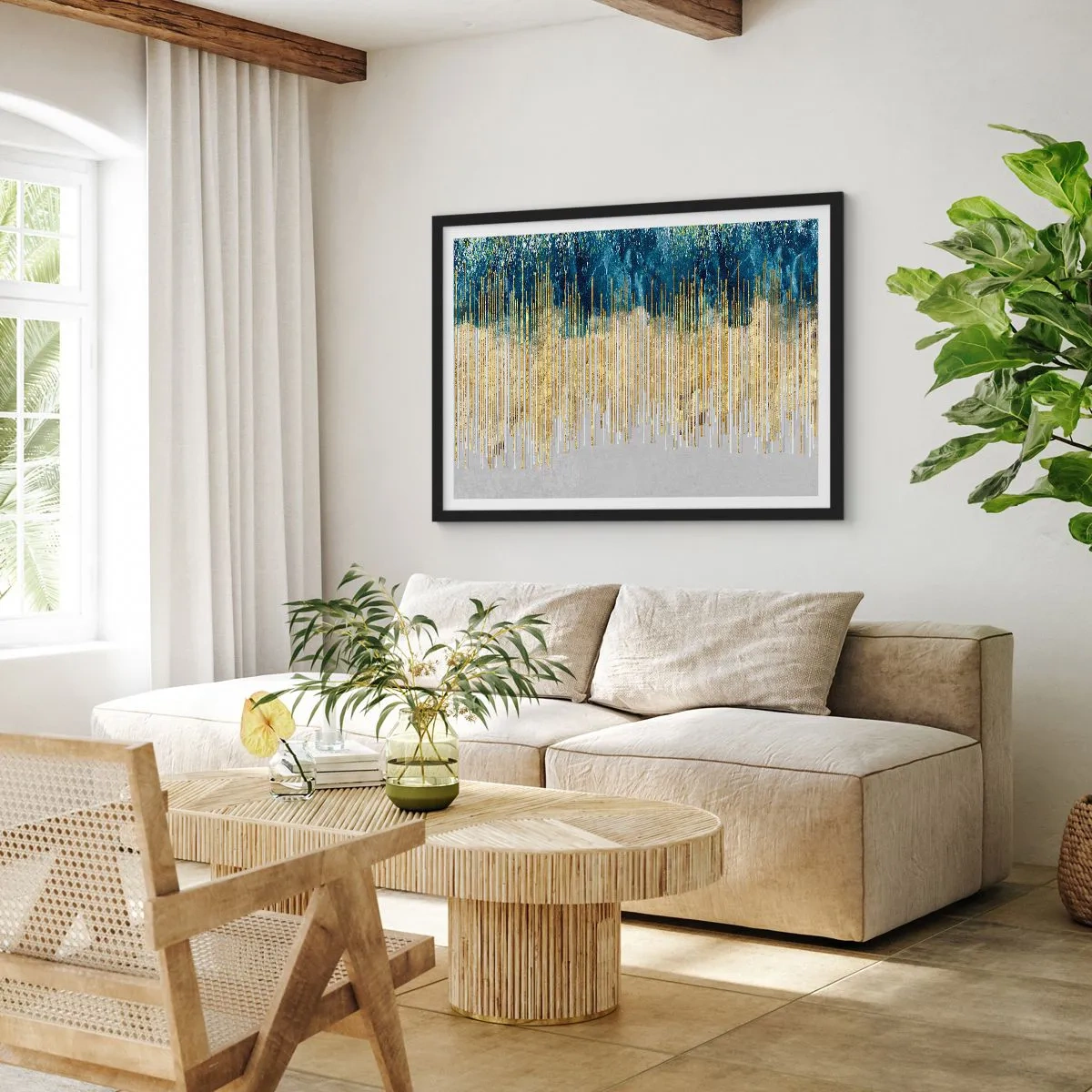 Poster in een zwarte lijst - Vergulde grens - 70x50 cm