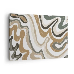 Schilderen op canvas - Aardse patronen in tinten bruin en groen - 70x50cm - Meanders van aardekleuren - Moderne wanddecoratie voor woonkamer en slaapkamer ARTTOR