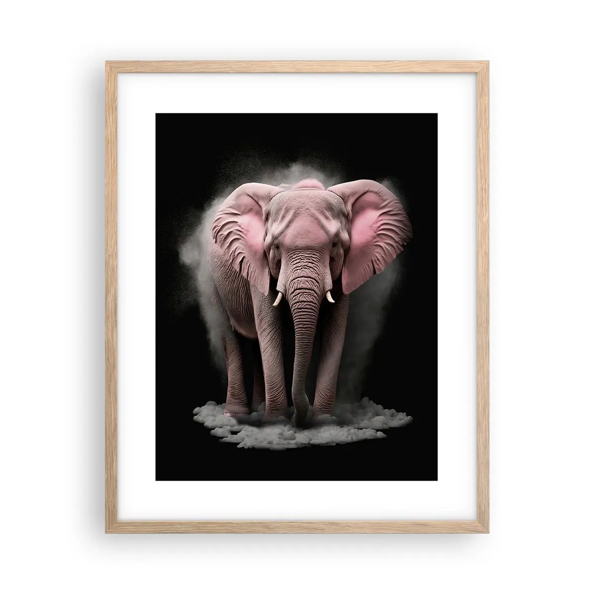 Een poster in een licht eiken lijst - Denk niet aan een roze olifant! - 40x50 cm