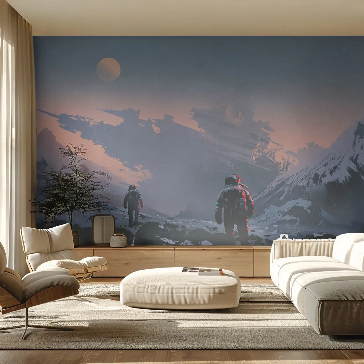 Fotobehang Standard Eco - Onder een onbekende ster - Abstractie, Astronaut, Kosmonaut - 150x105 cm