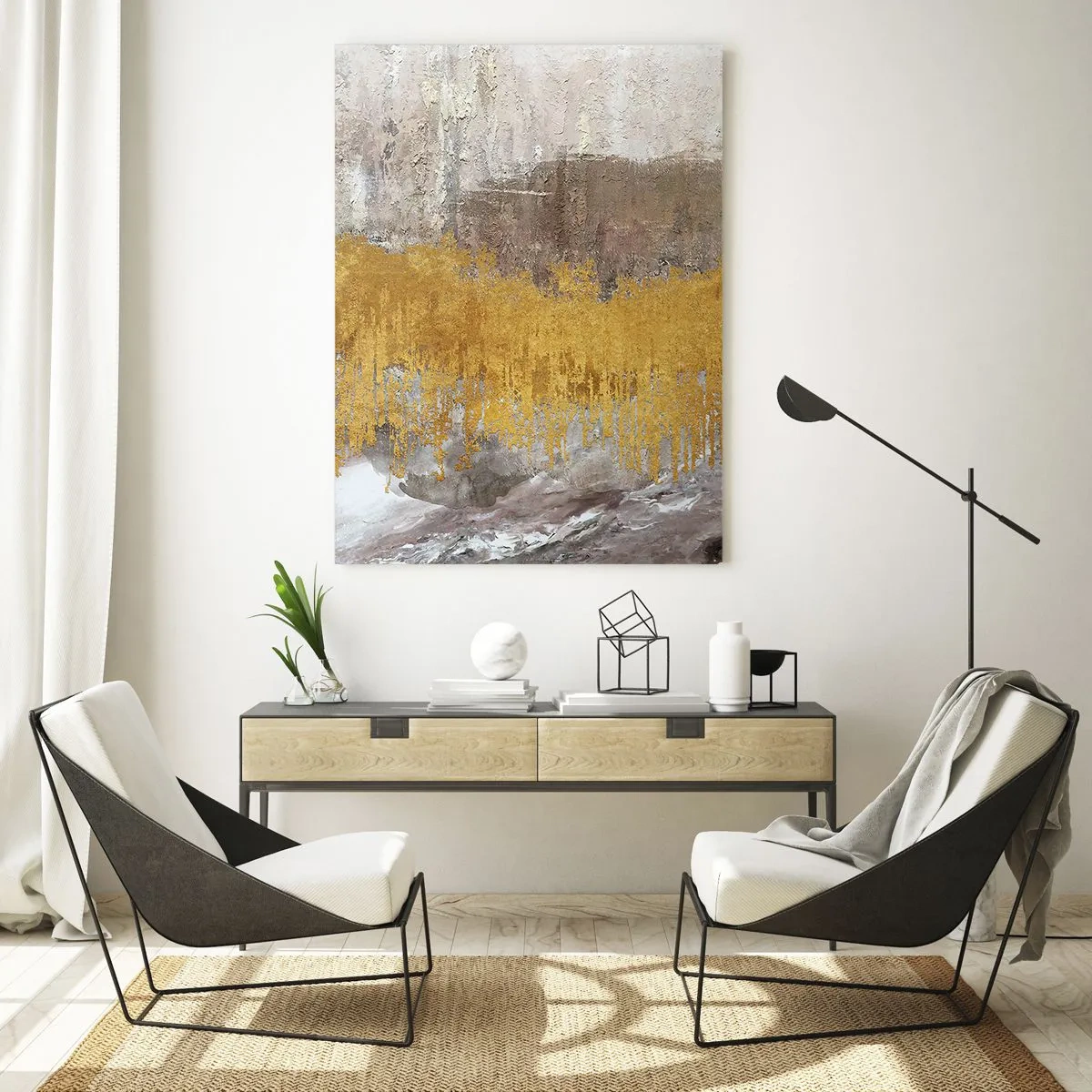 Schilderen op glas - Een gouden explosie - 50x70 cm