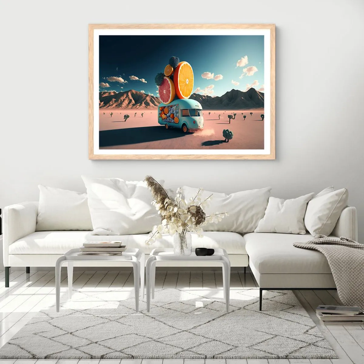 Een poster in een licht eiken lijst - De smaak van vakantie - 100x70 cm