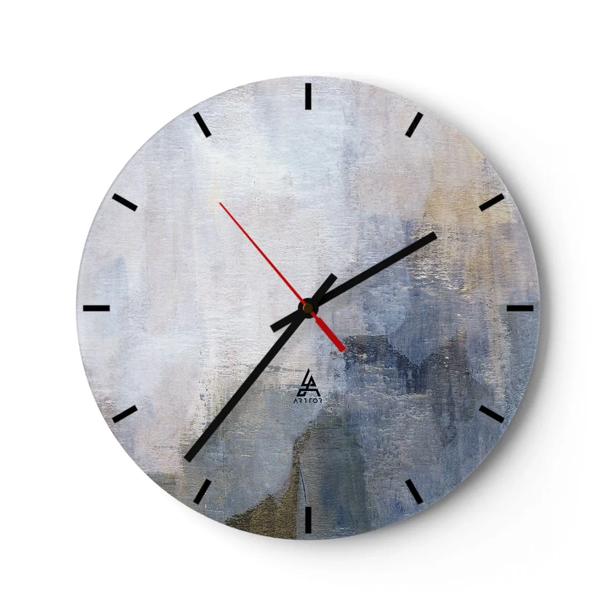 Wandklok - Klok - Abstracte compositie in tinten blauw en grijs - 30x30cm - Kleurtonen en akkoorden - Moderne wanddecoratie voor woonkamer, keuken en slaapkamer ARTTOR