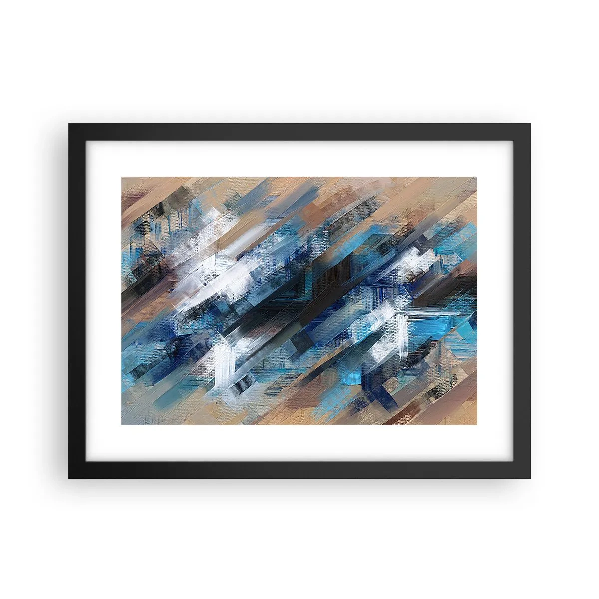 Poster in een zwarte lijst - Op een blauwe diagonaal - 40x30 cm
