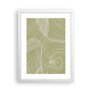 Poster in een witte lijst - Ingewikkelde abstractie in wit - 30x40 cm