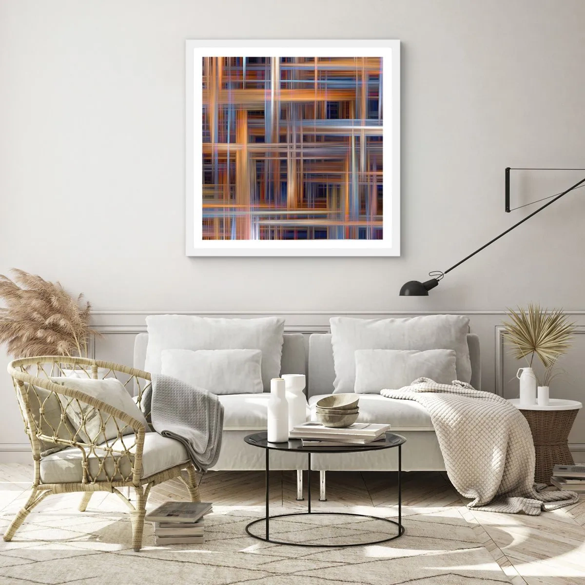 Poster in een witte lijst - Geweven van licht - 60x60 cm