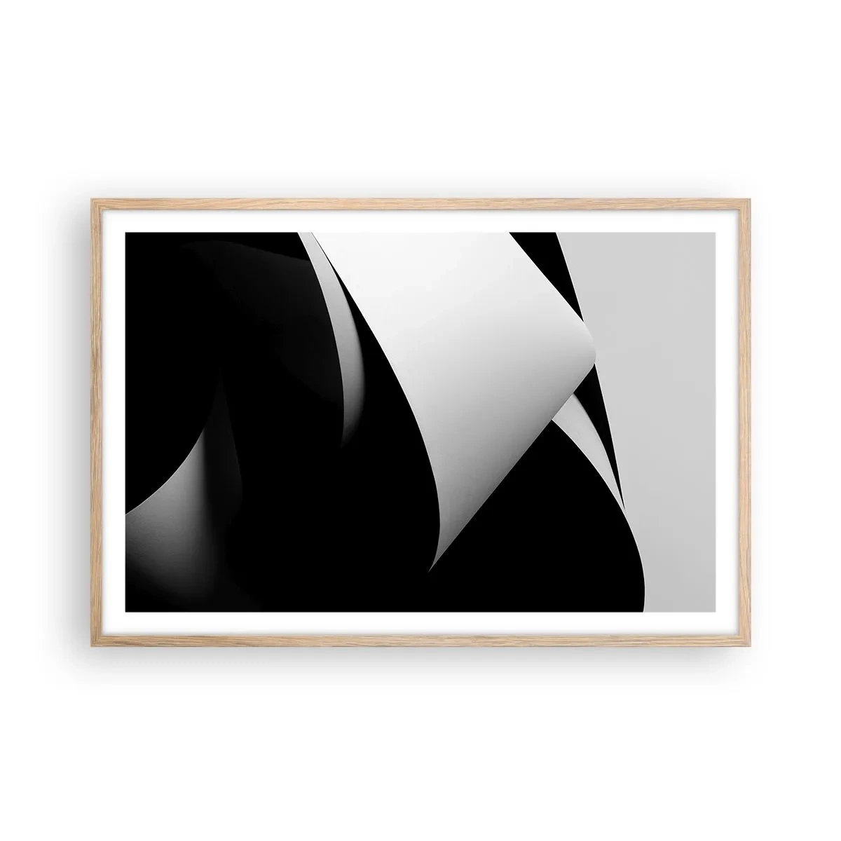 Een poster in een licht eiken lijst - Lichtvlakken uit de diepten van de schaduw - 91x61 cm