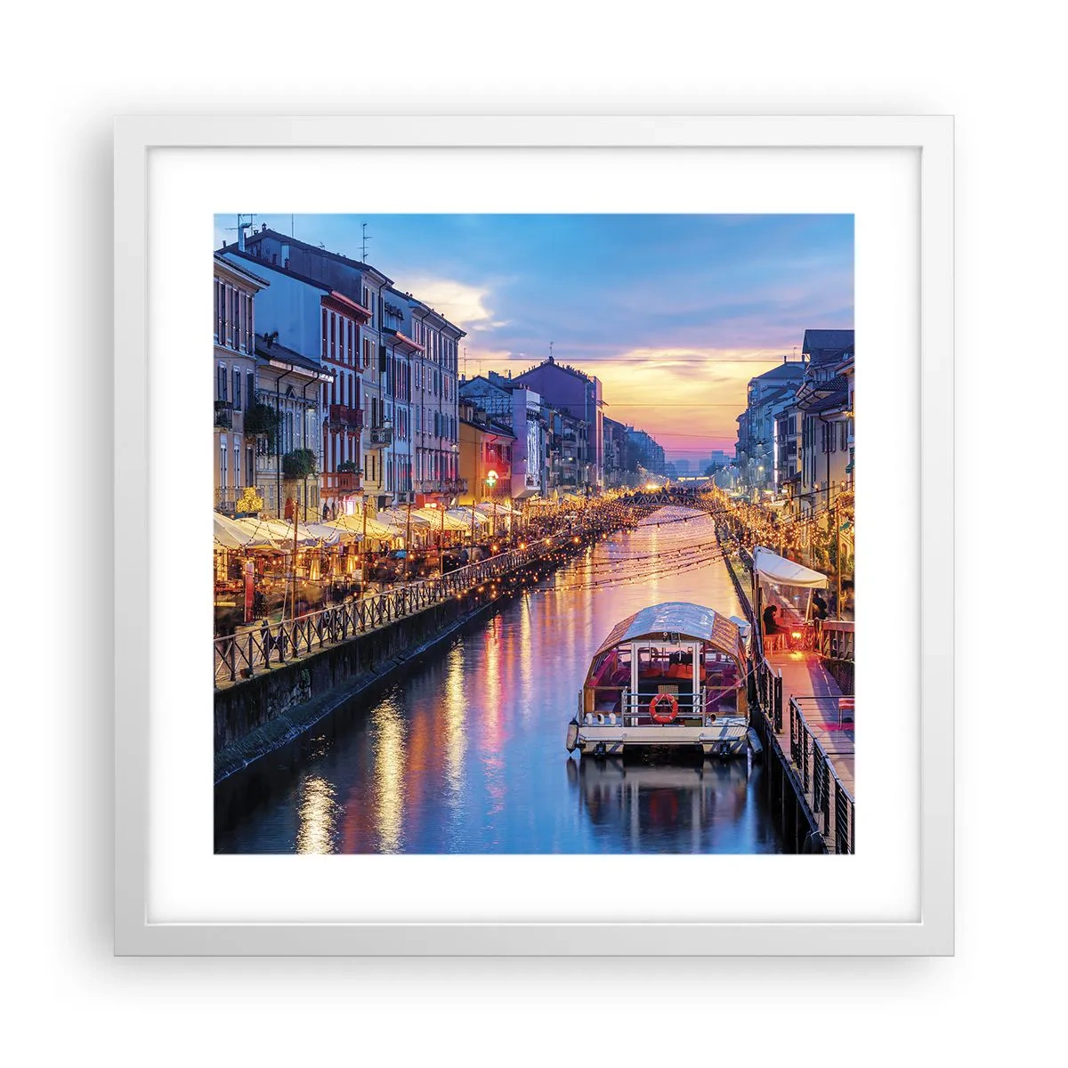 Poster in een witte lijst - Een avond vol licht en plezier - 40x40 cm