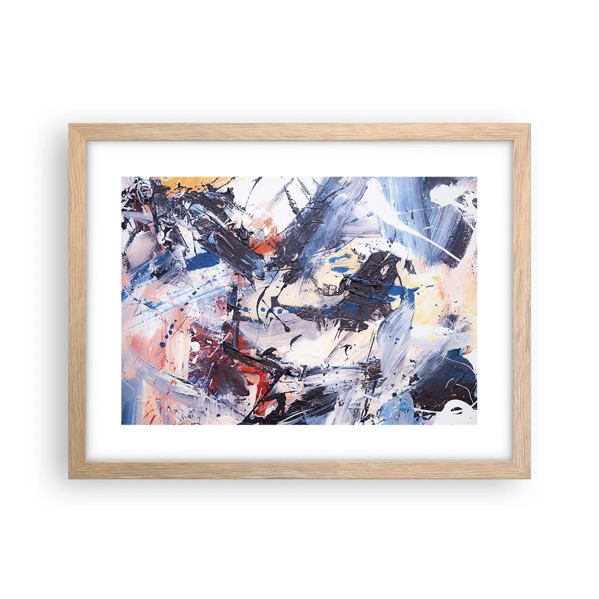 Een poster in een licht eiken lijst - Gekke dans van abstractie - 40x30 cm