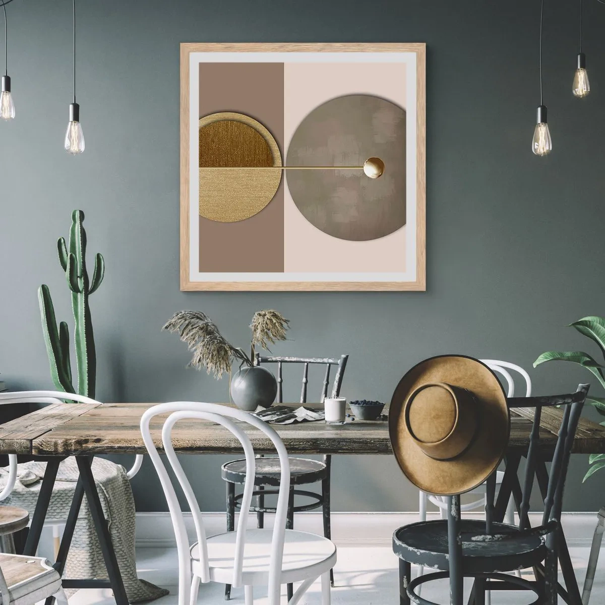 Een poster in een licht eiken lijst - Perfecte balans - 30x30 cm