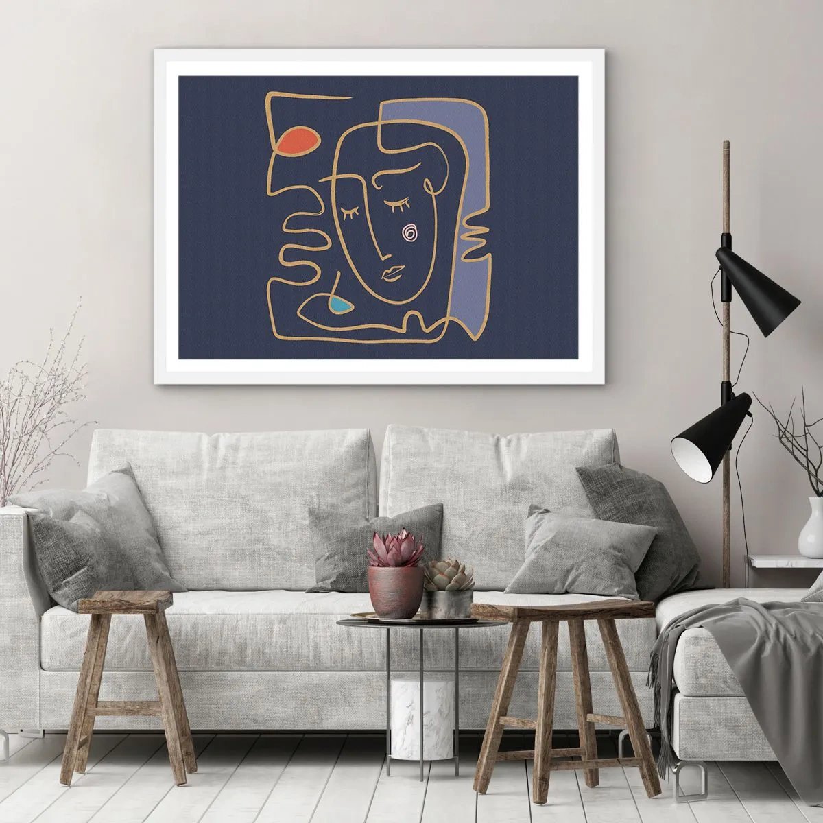 Poster in een witte lijst - In nadenken - 70x50 cm