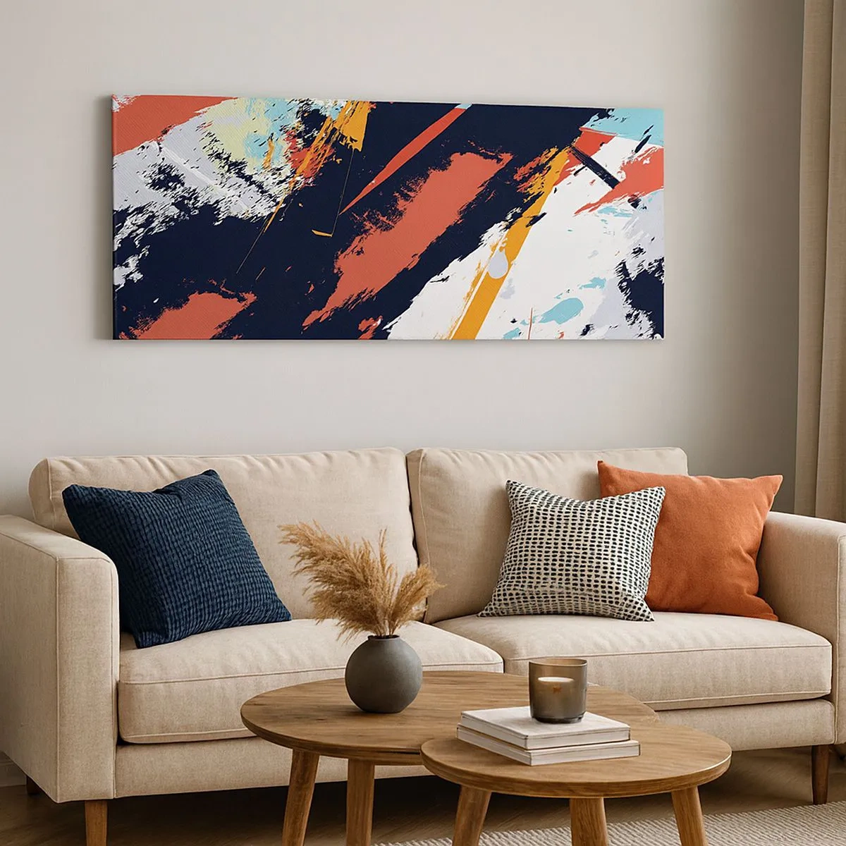 Schilderen op canvas - Dynamische compositie - 100x40 cm