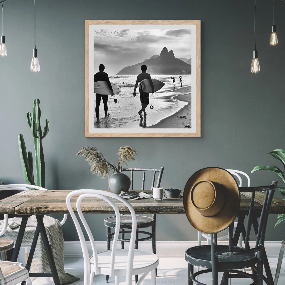 Een poster in een licht eiken lijst - Enkele golf samba - 30x30 cm