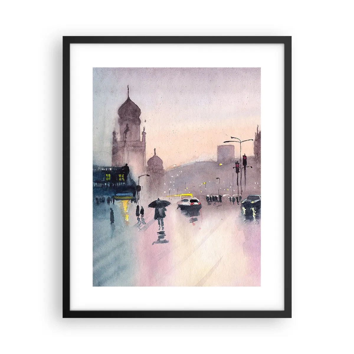Poster in een zwarte lijst - In de regenachtige nevel - 40x50 cm