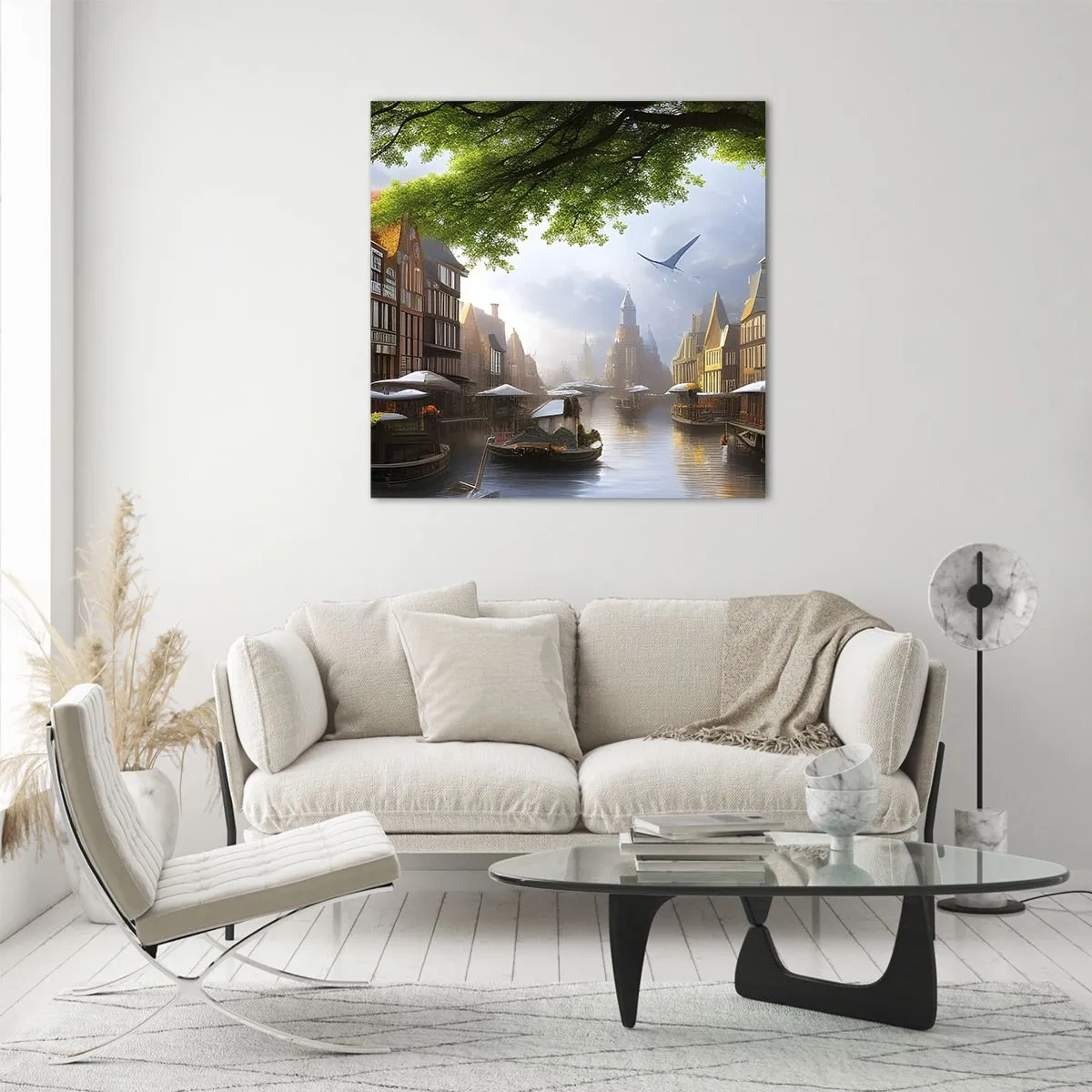 Schilderen op glas - Hollands stadsbeeld - 40x40 cm