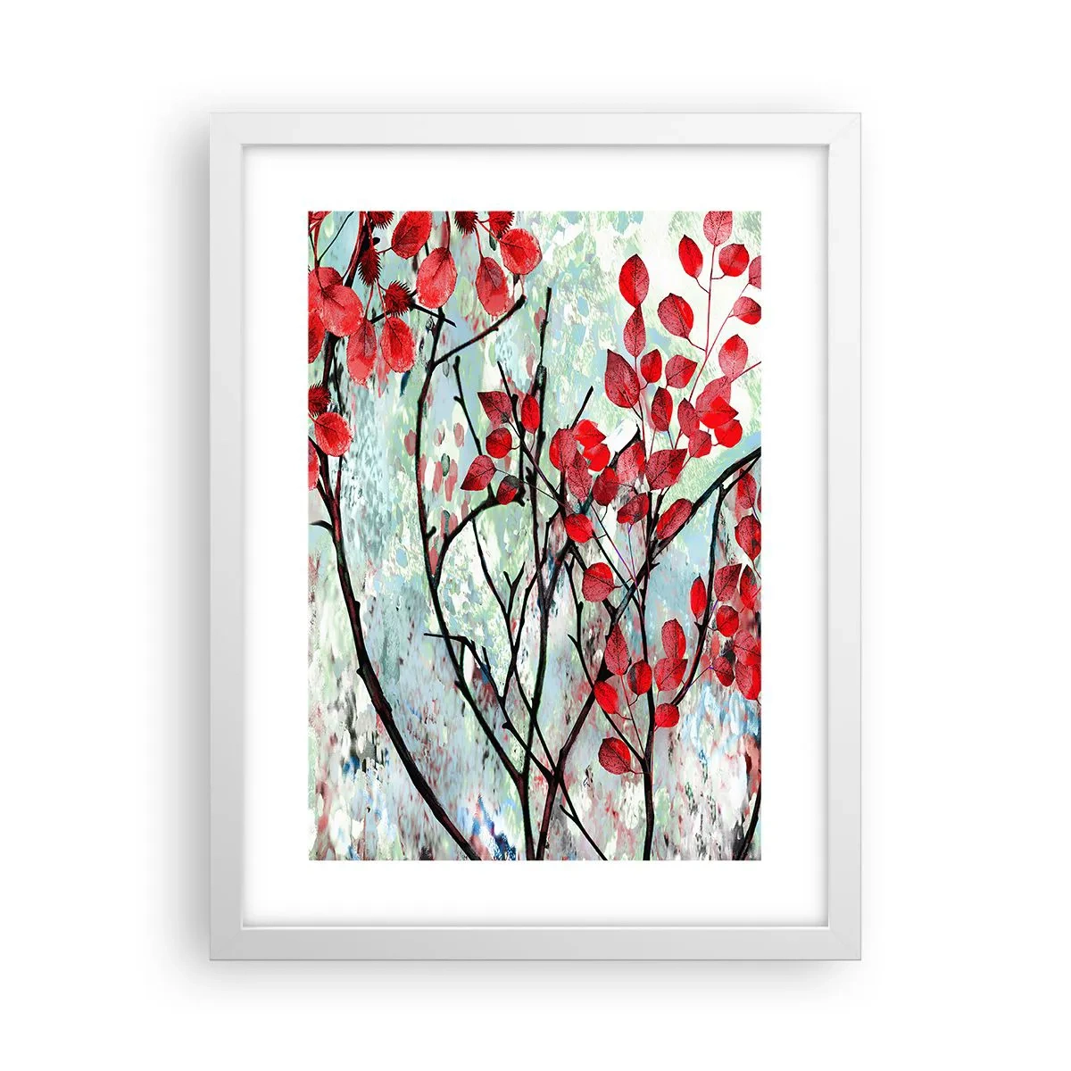 Poster in een witte lijst - Boom in scharlaken - 30x40 cm