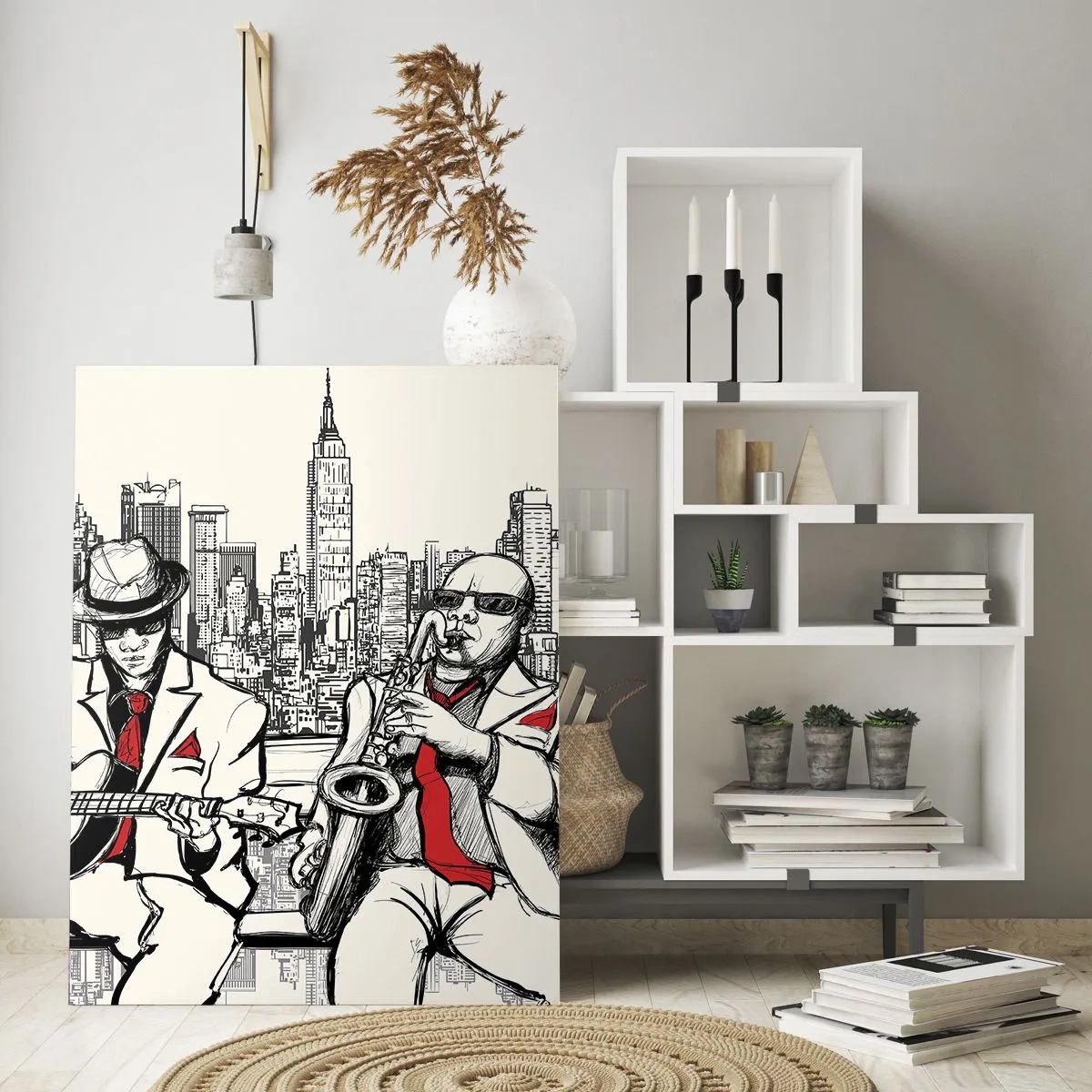 Schilderen op glas - Improvisatie van New York - 50x70 cm