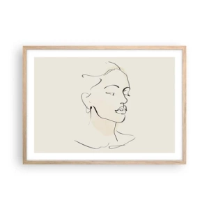 Een poster in een licht eiken lijst - Een bepaalde lijn - 70x50 cm