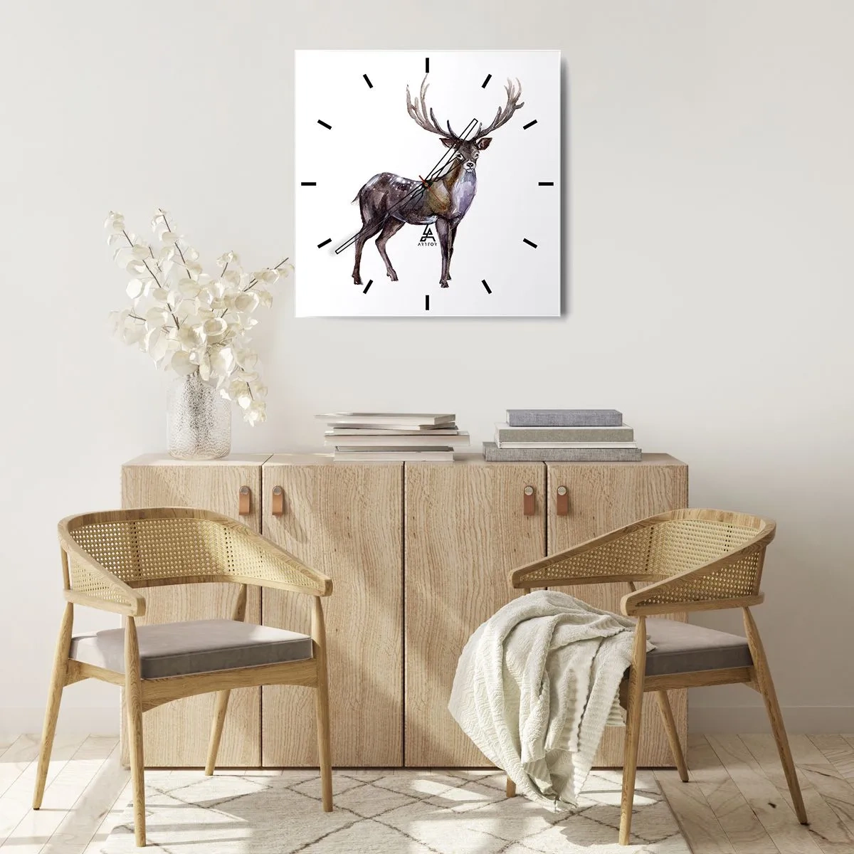 Wandklok - Klok - Koning van het noordelijke bos - 30x30 cm