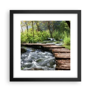 Poster in een zwarte lijst - Boven de schuimige waterval - 30x30 cm
