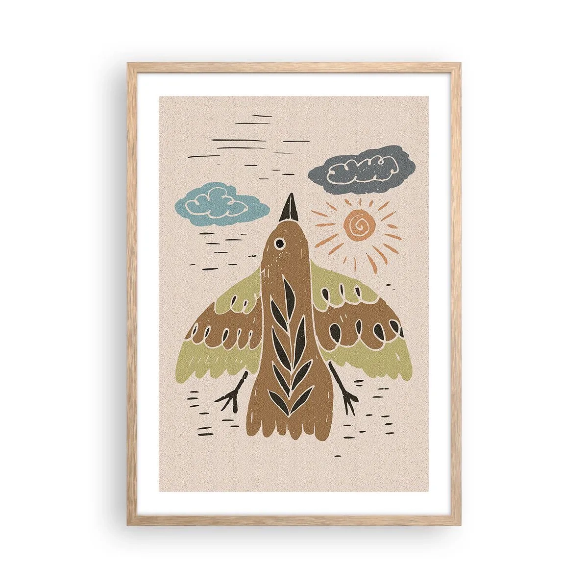 Een poster in een licht eiken lijst - Een vreugdevolle vlucht - 50x70 cm