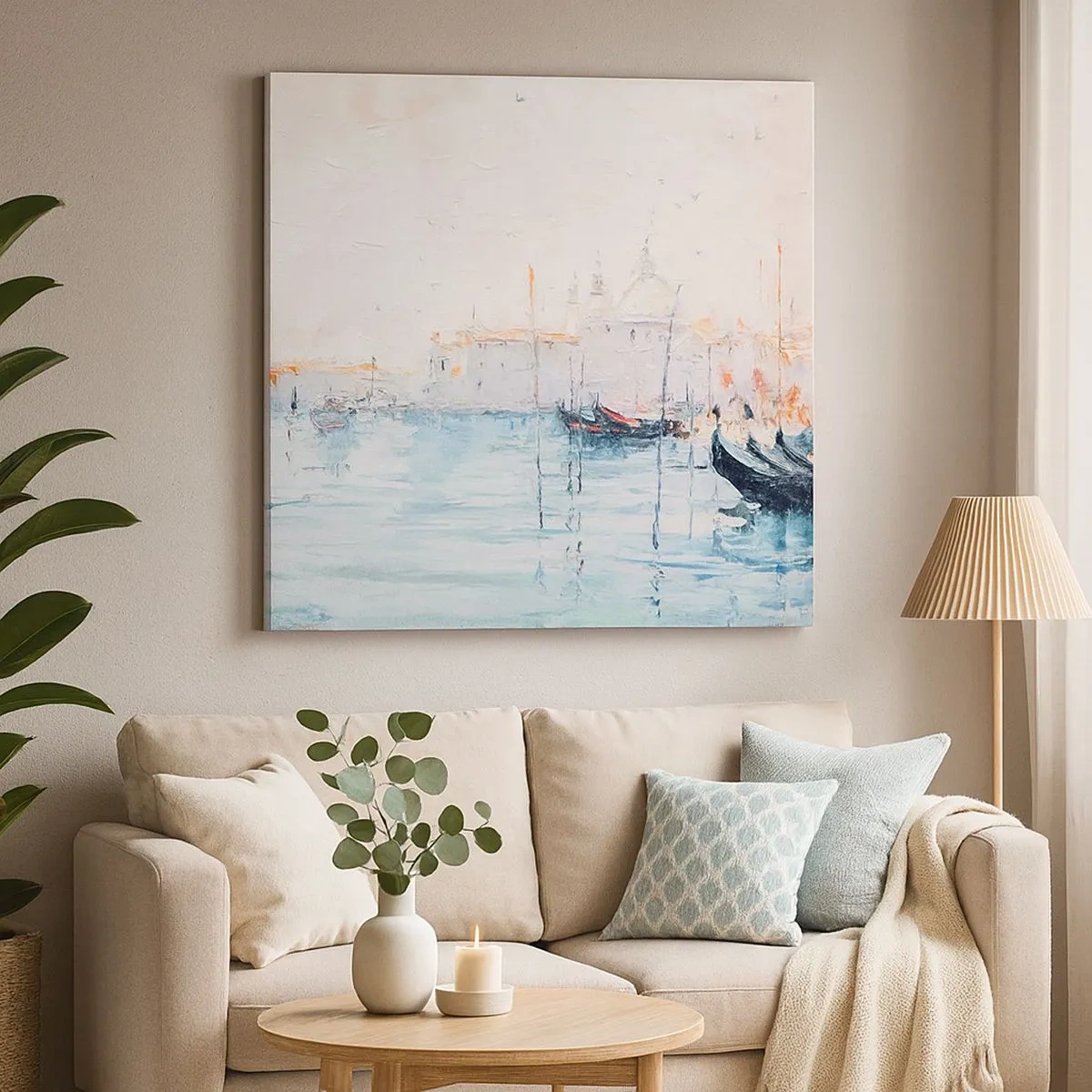 Schilderen op canvas - Achter het water, achter de mist - 30x30 cm