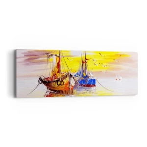 Schilderen op canvas - Een welverdiende rust in de haven - 90x30 cm